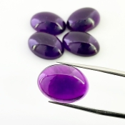 56.95 Carat African Amethyst 18x13mm Smooth Oval Shape A Grade Cabochons Parcel - Total 5 Pcs.