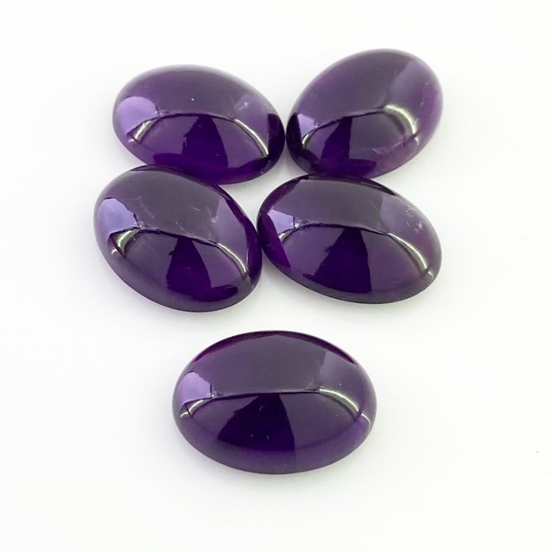 African Amethyst Smooth Oval Shape A Grade Cabochon Parcel - 18x13mm - 5 Pc. - 56.95 Carat
