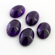56.95 Carat African Amethyst 18x13mm Smooth Oval Shape A Grade Cabochons Parcel - Total 5 Pcs.