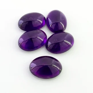 55.85 Carat African Amethyst 18x13mm Smooth Oval Shape A Grade Cabochons Parcel - Total 5 Pcs.