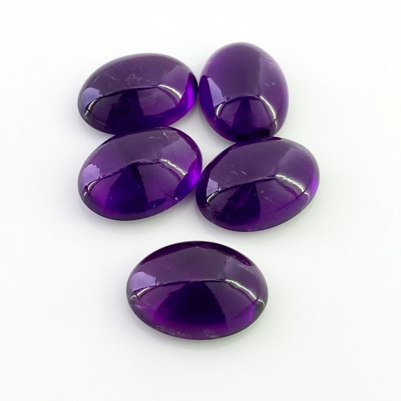 55.85 Carat African Amethyst 18x13mm Smooth Oval Shape A Grade Cabochons Parcel - Total 5 Pcs.