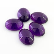 55.85 Carat African Amethyst 18x13mm Smooth Oval Shape A Grade Cabochons Parcel - Total 5 Pcs.