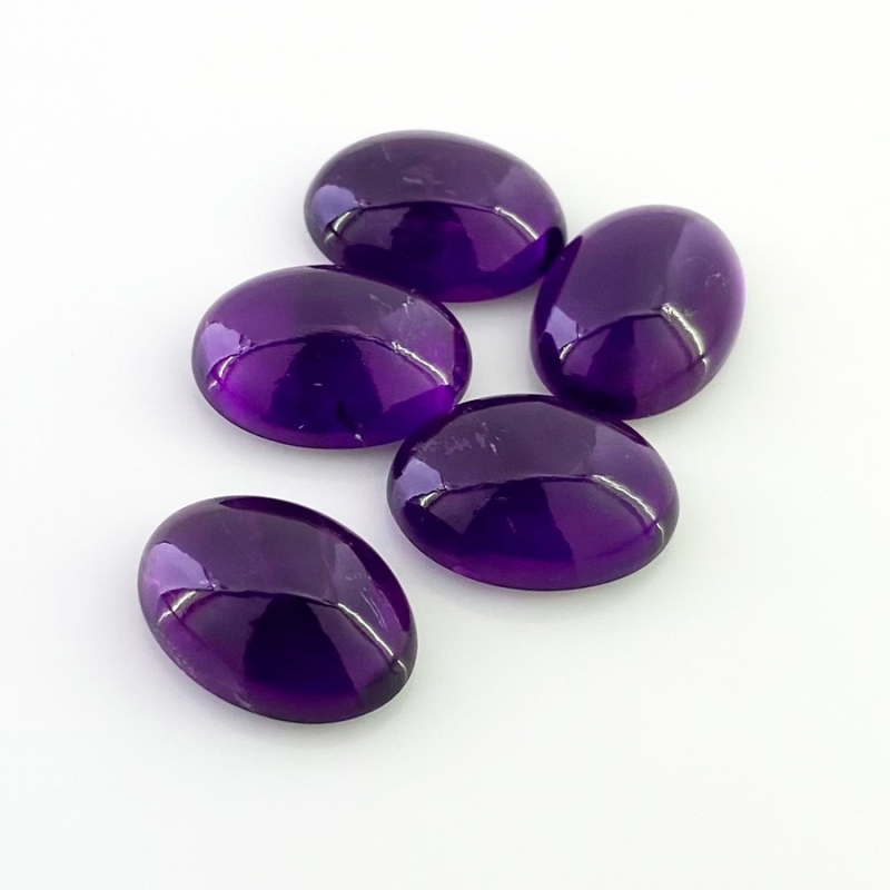55.85 Carat African Amethyst 18x13mm Smooth Oval Shape A Grade Cabochons Parcel - Total 5 Pcs.