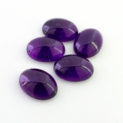 55.85 Carat African Amethyst 18x13mm Smooth Oval Shape A Grade Cabochons Parcel - Total 5 Pcs.