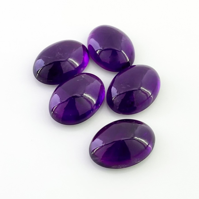 55.85 Carat African Amethyst 18x13mm Smooth Oval Shape A Grade Cabochons Parcel - Total 5 Pcs.