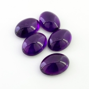 55.85 Carat African Amethyst 18x13mm Smooth Oval Shape A Grade Cabochons Parcel - Total 5 Pcs.