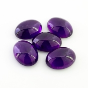 55.85 Carat African Amethyst 18x13mm Smooth Oval Shape A Grade Cabochons Parcel - Total 5 Pcs.