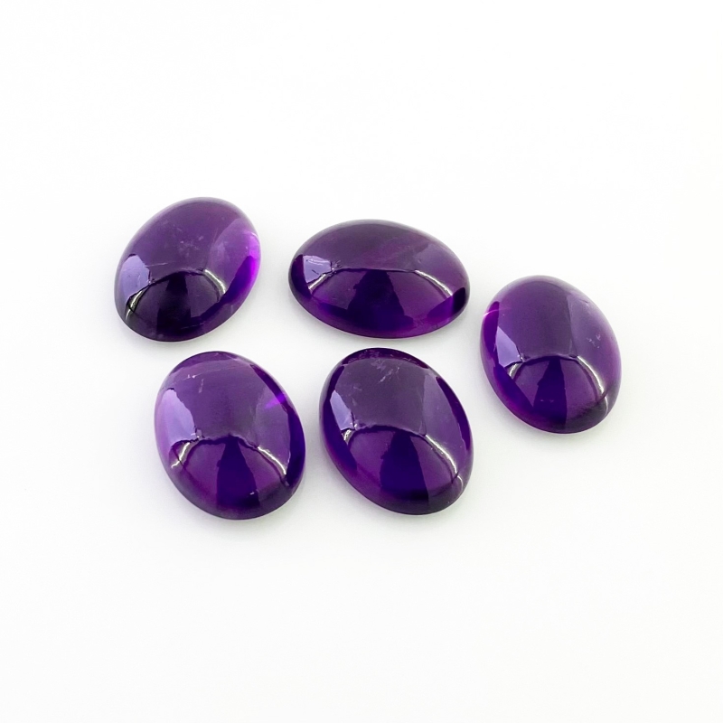 55.85 Carat African Amethyst 18x13mm Smooth Oval Shape A Grade Cabochons Parcel - Total 5 Pcs.