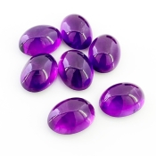 44.35 Carat African Amethyst 14x10mm Smooth Oval Shape A Grade Cabochons Parcel - Total 7 Pcs.