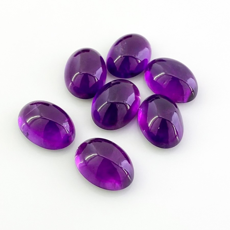 44.35 Carat African Amethyst 14x10mm Smooth Oval Shape A Grade Cabochons Parcel - Total 7 Pcs.