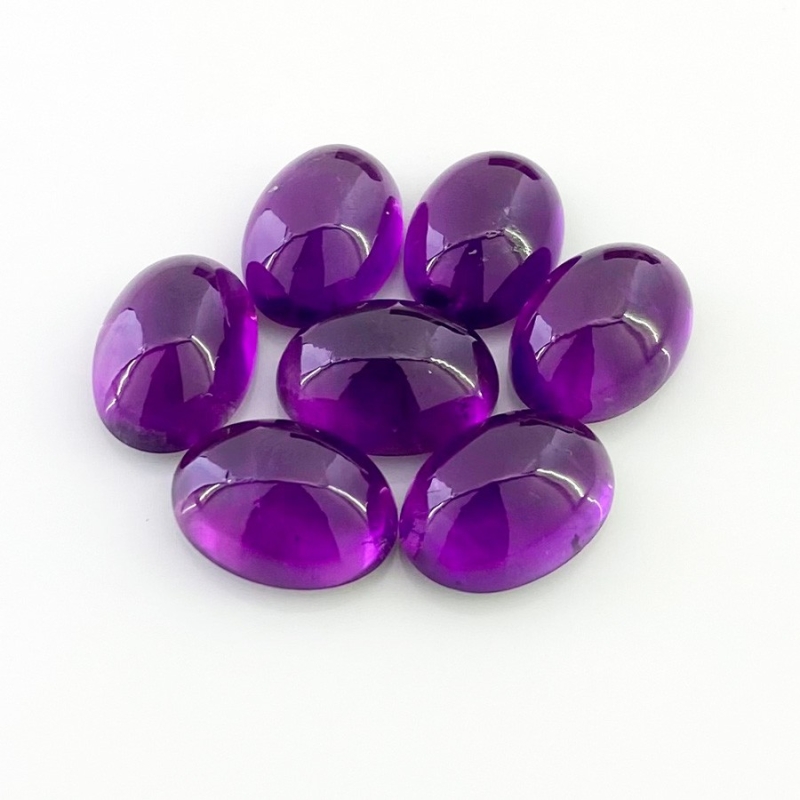 44.35 Carat African Amethyst 14x10mm Smooth Oval Shape A Grade Cabochons Parcel - Total 7 Pcs.