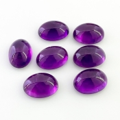 44.35 Carat African Amethyst 14x10mm Smooth Oval Shape A Grade Cabochons Parcel - Total 7 Pcs.
