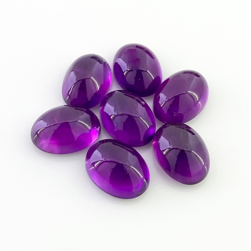 44.35 Carat African Amethyst 14x10mm Smooth Oval Shape A Grade Cabochons Parcel - Total 7 Pcs.