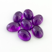 44.35 Carat African Amethyst 14x10mm Smooth Oval Shape A Grade Cabochons Parcel - Total 7 Pcs.