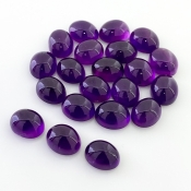 62.90 Carat African Amethyst 10X8mm Smooth Oval Shape A Grade Cabochons Parcel - Total 21 Pcs.