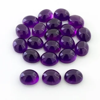 62.90 Carat African Amethyst 10X8mm Smooth Oval Shape A Grade Cabochons Parcel - Total 21 Pcs.