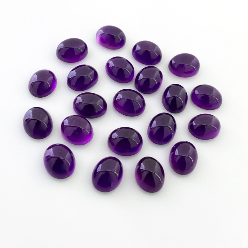 62.90 Carat African Amethyst 10X8mm Smooth Oval Shape A Grade Cabochons Parcel - Total 21 Pcs.