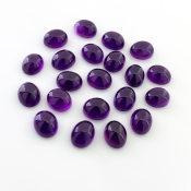 62.90 Carat African Amethyst 10X8mm Smooth Oval Shape A Grade Cabochons Parcel - Total 21 Pcs.