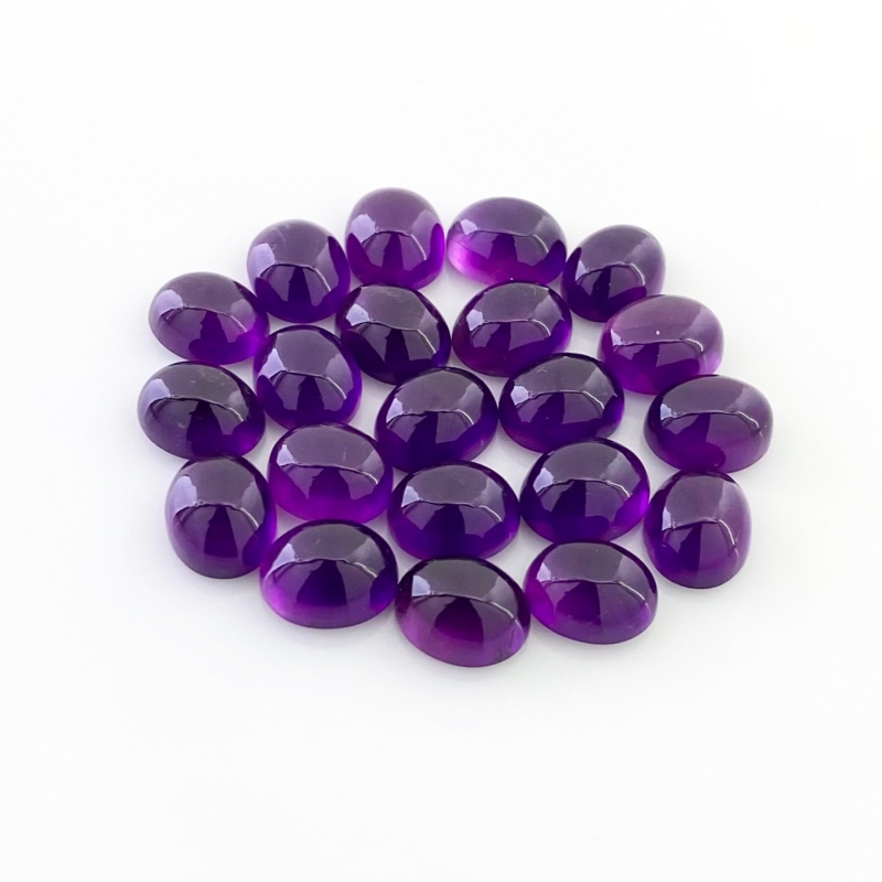 62.90 Carat African Amethyst 10X8mm Smooth Oval Shape A Grade Cabochons Parcel - Total 21 Pcs.