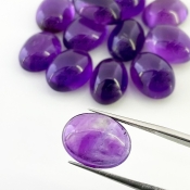 118.90 Cts. African Amethyst 15x11-16x12mm Smooth Oval Shape A Grade Cabochons Parcel - Total 13 Pcs.