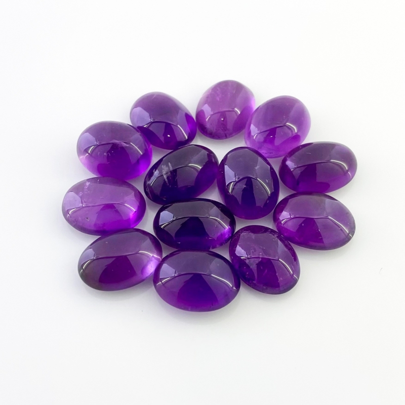 118.90 Cts. African Amethyst 15x11-16x12mm Smooth Oval Shape A Grade Cabochons Parcel - Total 13 Pcs.