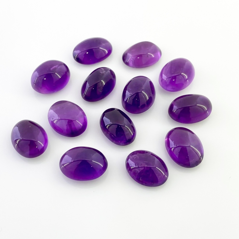 118.90 Cts. African Amethyst 15x11-16x12mm Smooth Oval Shape A Grade Cabochons Parcel - Total 13 Pcs.
