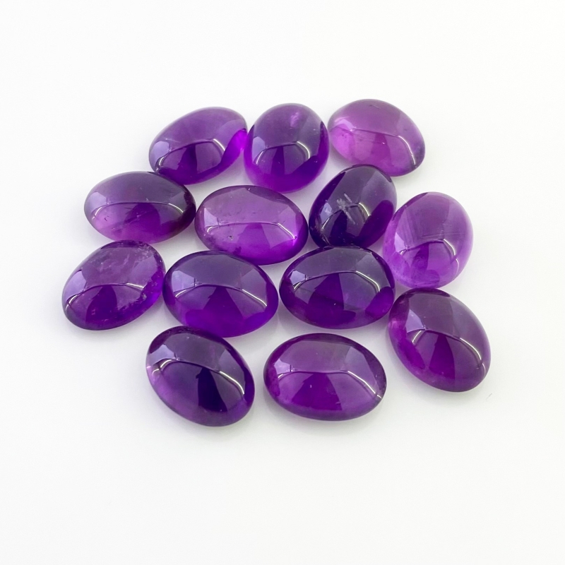 118.90 Cts. African Amethyst 15x11-16x12mm Smooth Oval Shape A Grade Cabochons Parcel - Total 13 Pcs.