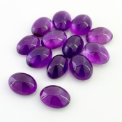 118.90 Cts. African Amethyst 15x11-16x12mm Smooth Oval Shape A Grade Cabochons Parcel - Total 13 Pcs.