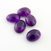52.55 Cts. African Amethyst 16x12mm Smooth Oval Shape A Grade Cabochons Parcel - Total 5 Pcs.