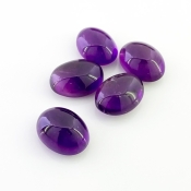 52.55 Cts. African Amethyst 16x12mm Smooth Oval Shape A Grade Cabochons Parcel - Total 5 Pcs.