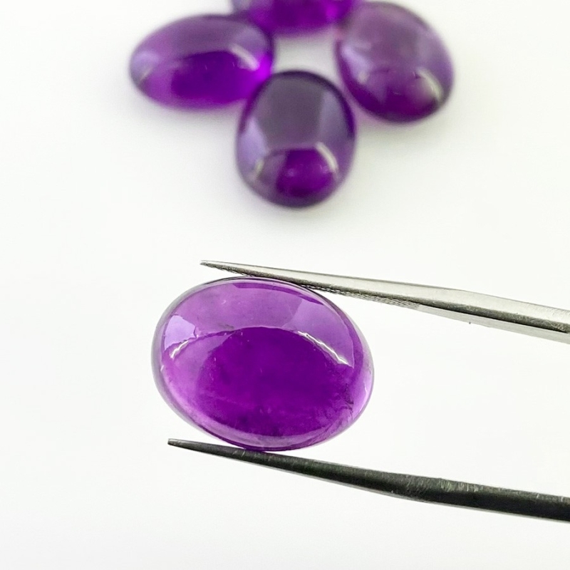 52.55 Cts. African Amethyst 16x12mm Smooth Oval Shape A Grade Cabochons Parcel - Total 5 Pcs.