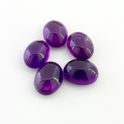 52.55 Cts. African Amethyst 16x12mm Smooth Oval Shape A Grade Cabochons Parcel - Total 5 Pcs.
