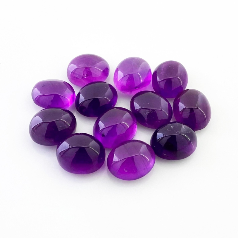 112.10 Cts. African Amethyst 14x12mm Smooth Oval Shape A Grade Cabochons Parcel - Total 12 Pcs.