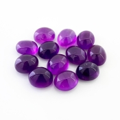 112.10 Cts. African Amethyst 14x12mm Smooth Oval Shape A Grade Cabochons Parcel - Total 12 Pcs.