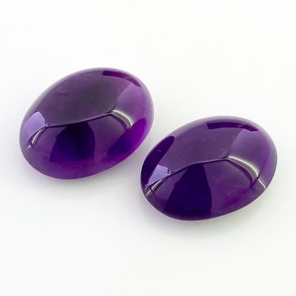 35.40 Cts. African Amethyst 20x15mm Smooth Oval Shape A Grade Cabochons Parcel - Total 2 Pcs.
