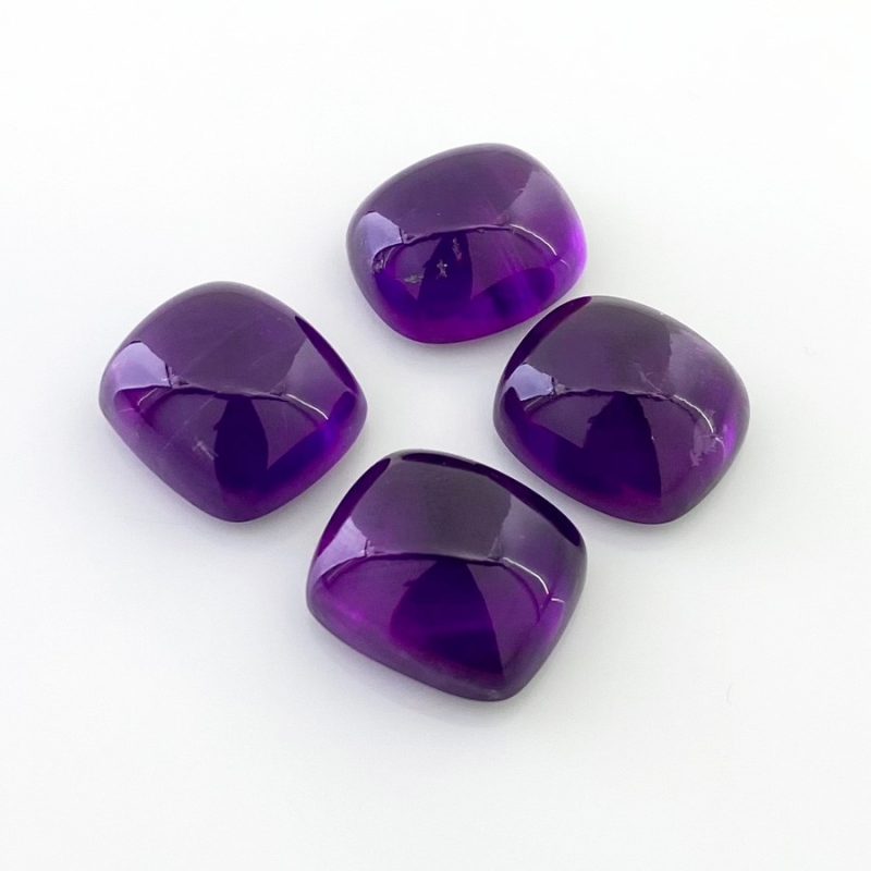 59.50 Carat African Amethyst 16x14mm Smooth Cushion Shape A Grade Cabochons Parcel - Total 4 Pcs.