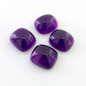 59.50 Carat African Amethyst 16x14mm Smooth Cushion Shape A Grade Cabochons Parcel - Total 4 Pcs.
