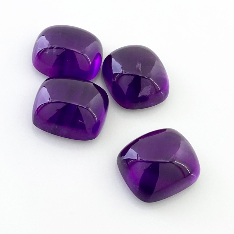 59.50 Carat African Amethyst 16x14mm Smooth Cushion Shape A Grade Cabochons Parcel - Total 4 Pcs.