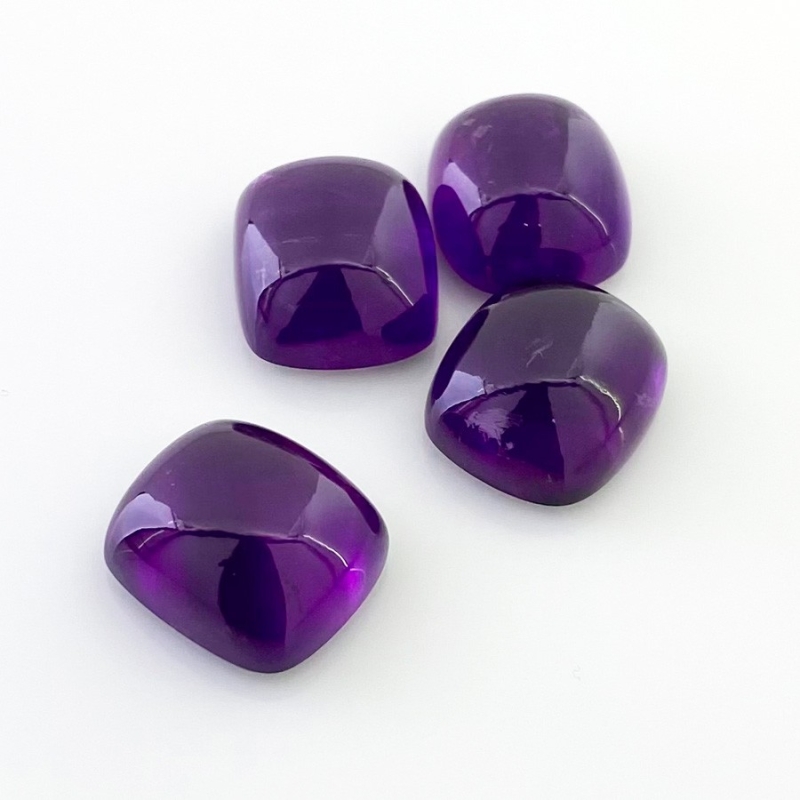 59.50 Carat African Amethyst 16x14mm Smooth Cushion Shape A Grade Cabochons Parcel - Total 4 Pcs.