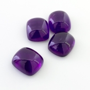 59.50 Carat African Amethyst 16x14mm Smooth Cushion Shape A Grade Cabochons Parcel - Total 4 Pcs.