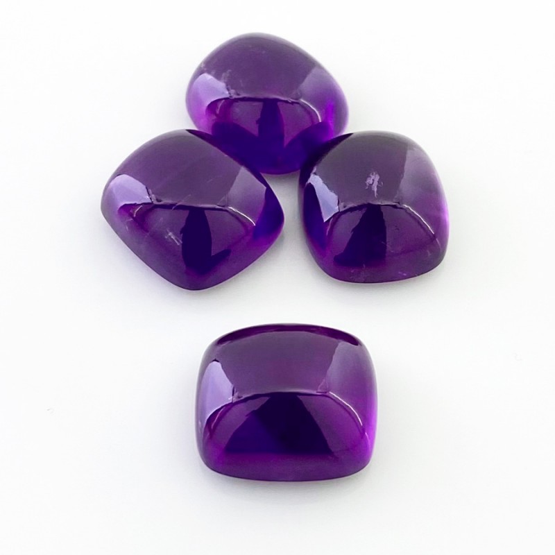 59.50 Carat African Amethyst 16x14mm Smooth Cushion Shape A Grade Cabochons Parcel - Total 4 Pcs.