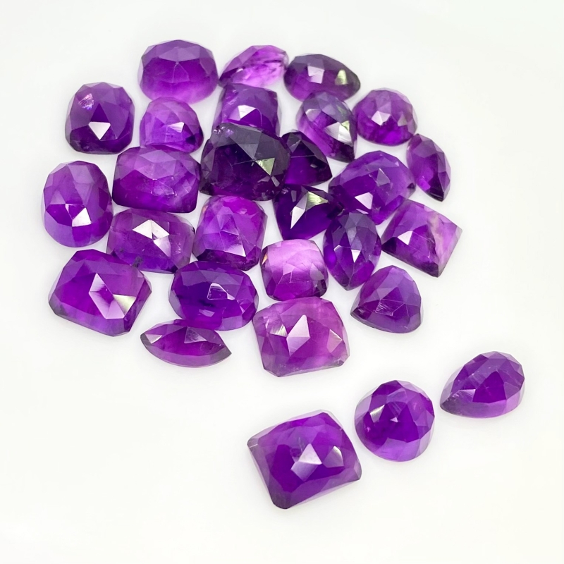 133.7 Carat African Amethyst 9-12.5mm Rose Cut Mix Shape AA Grade Cabochons Parcel - Total 29 Pcs.