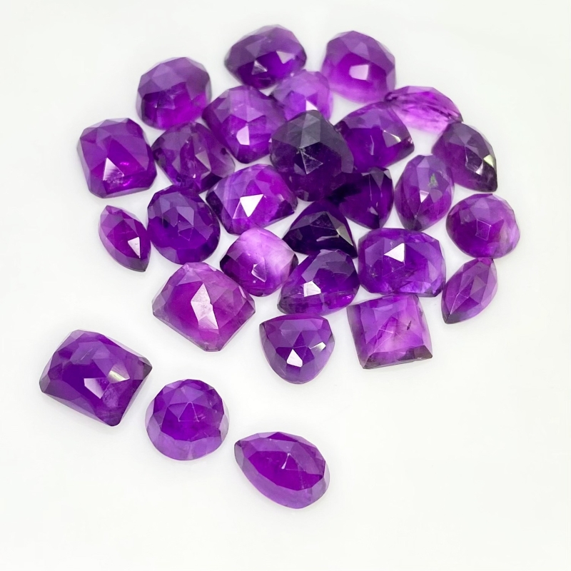 133.7 Carat African Amethyst 9-12.5mm Rose Cut Mix Shape AA Grade Cabochons Parcel - Total 29 Pcs.