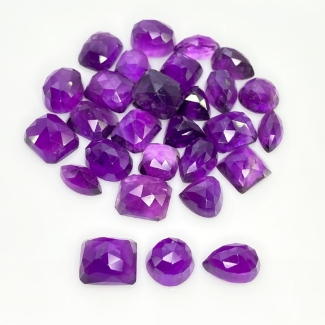 133.7 Carat African Amethyst 9-12.5mm Rose Cut Mix Shape AA Grade Cabochons Parcel - Total 29 Pcs.