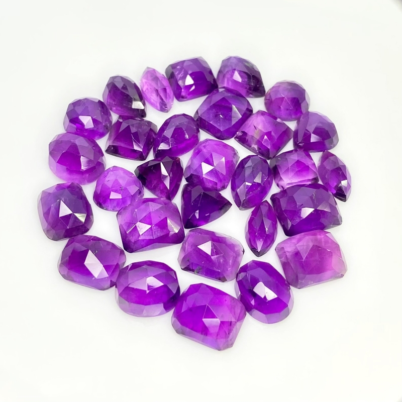133.7 Carat African Amethyst 9-12.5mm Rose Cut Mix Shape AA Grade Cabochons Parcel - Total 29 Pcs.
