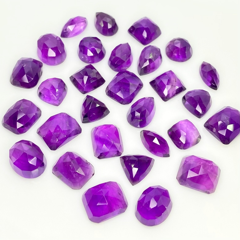133.7 Carat African Amethyst 9-12.5mm Rose Cut Mix Shape AA Grade Cabochons Parcel - Total 29 Pcs.