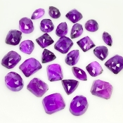 133.7 Carat African Amethyst 9-12.5mm Rose Cut Mix Shape AA Grade Cabochons Parcel - Total 29 Pcs.