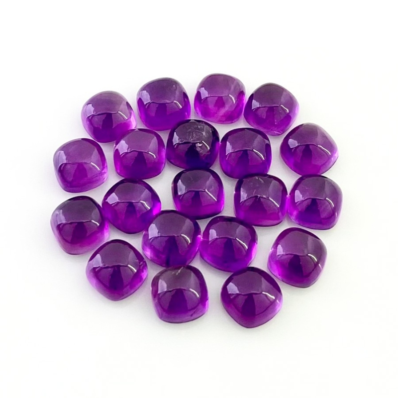 57.35 Carat African Amethyst 8mm Smooth Square Cushion Shape AA Grade Cabochons Parcel - Total 20 Pcs.