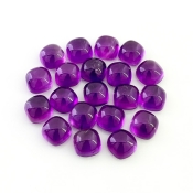 57.35 Carat African Amethyst 8mm Smooth Square Cushion Shape AA Grade Cabochons Parcel - Total 20 Pcs.