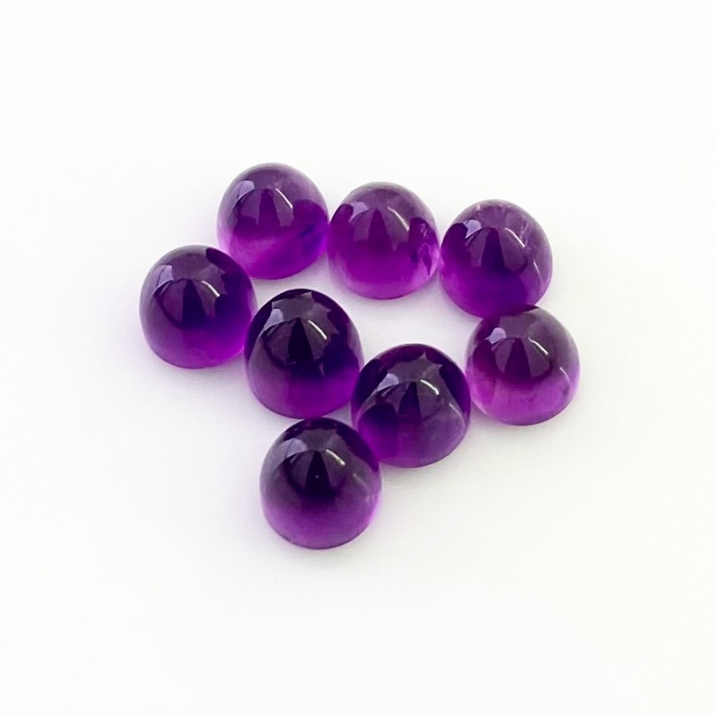 27.80 Carat African Amethyst 8mm Smooth Bullet Shape AA Grade Cabochons Parcel - Total 8 Pcs.